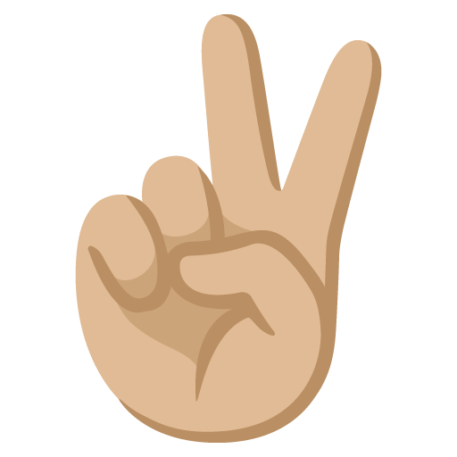 Google design of the victory hand: medium-light skin tone emoji verson:Noto Color Emoji 15.0