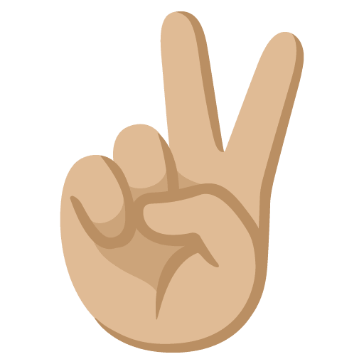 Google design of the victory hand: medium-light skin tone emoji verson:Noto Color Emoji 15.0