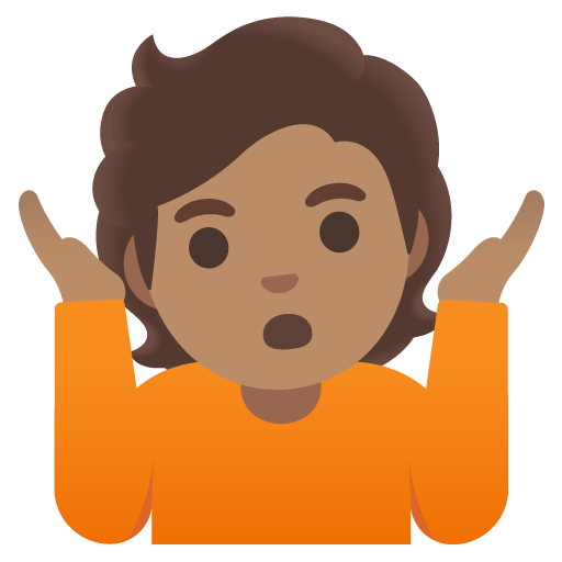 Google design of the person shrugging: medium skin tone emoji verson:Noto Color Emoji 15.0