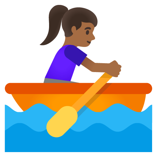 Google design of the woman rowing boat: medium-dark skin tone emoji verson:Noto Color Emoji 15.0