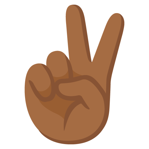 Google design of the victory hand: medium-dark skin tone emoji verson:Noto Color Emoji 15.0