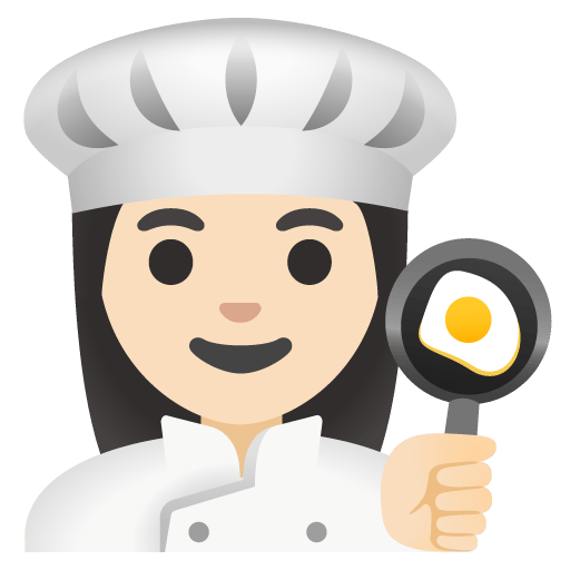Google design of the woman cook: light skin tone emoji verson:Noto Color Emoji 15.0