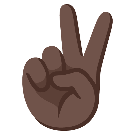 Google design of the victory hand: dark skin tone emoji verson:Noto Color Emoji 15.0