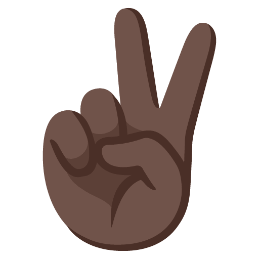 Google design of the victory hand: dark skin tone emoji verson:Noto Color Emoji 15.0