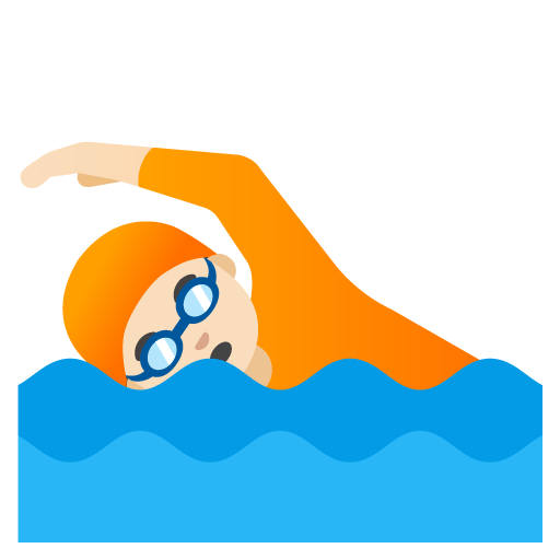 Google design of the person swimming: light skin tone emoji verson:Noto Color Emoji 15.0