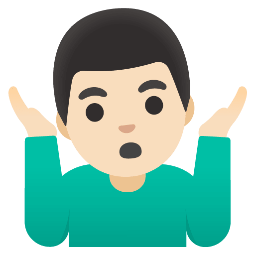 Google design of the man shrugging: light skin tone emoji verson:Noto Color Emoji 15.0