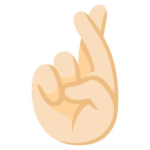 Google design of the crossed fingers: light skin tone emoji verson:Noto Color Emoji 15.0
