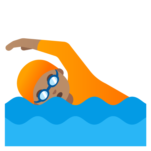 Google design of the person swimming: medium skin tone emoji verson:Noto Color Emoji 15.0