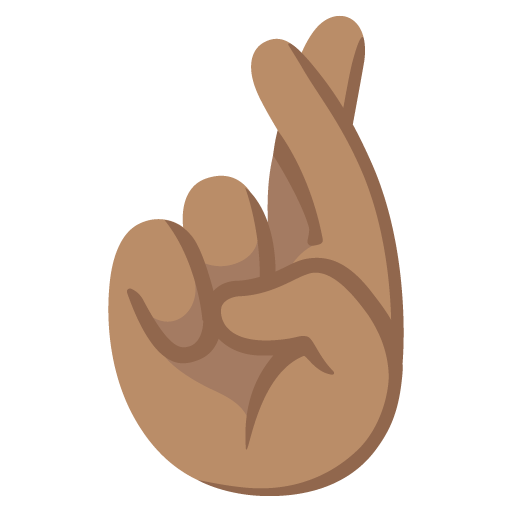 Google design of the crossed fingers: medium skin tone emoji verson:Noto Color Emoji 15.0