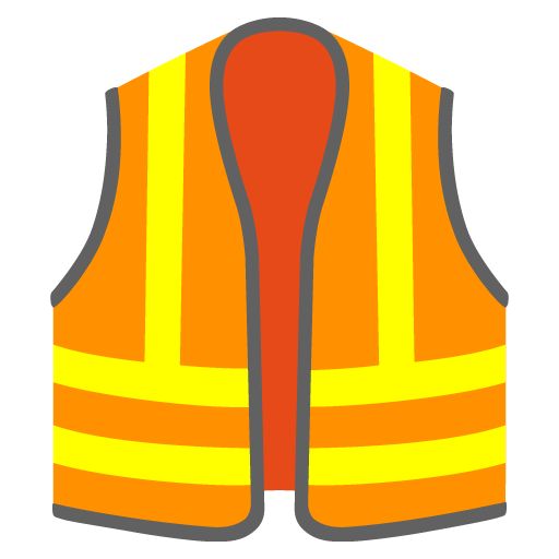 Google design of the safety vest emoji verson:Noto Color Emoji 15.0