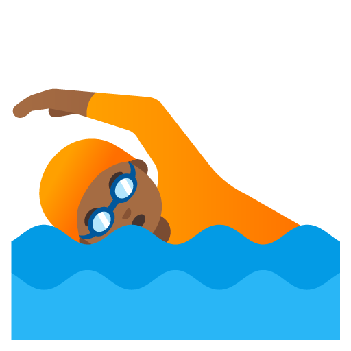 Google design of the person swimming: medium-dark skin tone emoji verson:Noto Color Emoji 15.0