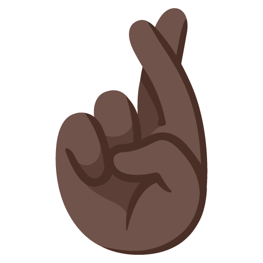 Google design of the crossed fingers: dark skin tone emoji verson:Noto Color Emoji 15.0