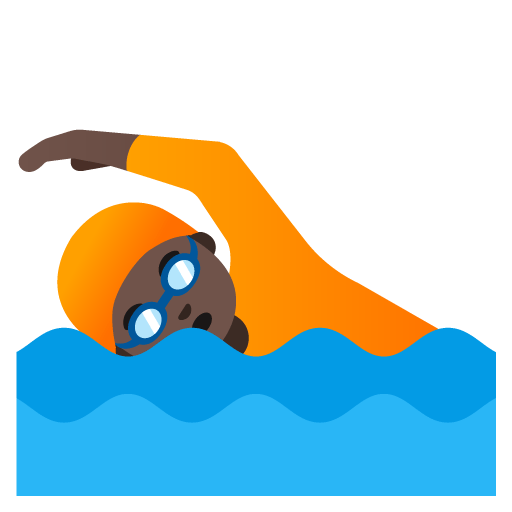 Google design of the person swimming: dark skin tone emoji verson:Noto Color Emoji 15.0