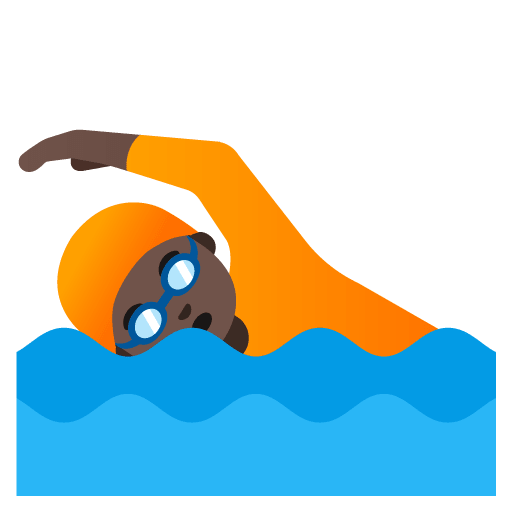 Google design of the person swimming: dark skin tone emoji verson:Noto Color Emoji 15.0