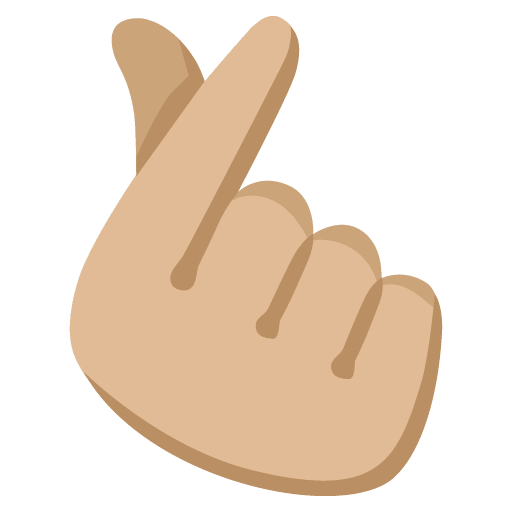 Google design of the hand with index finger and thumb crossed: medium-light skin tone emoji verson:Noto Color Emoji 15.0