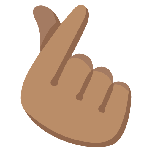 Google design of the hand with index finger and thumb crossed: medium skin tone emoji verson:Noto Color Emoji 15.0