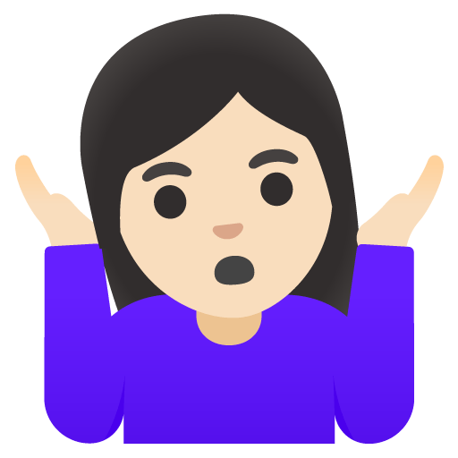 Google design of the woman shrugging: light skin tone emoji verson:Noto Color Emoji 15.0