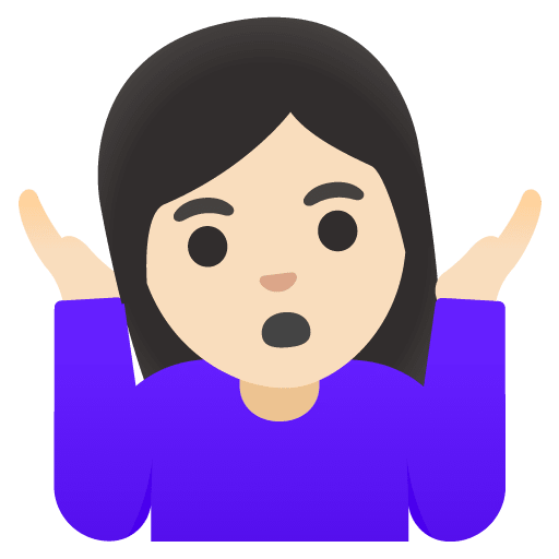 Google design of the woman shrugging: light skin tone emoji verson:Noto Color Emoji 15.0