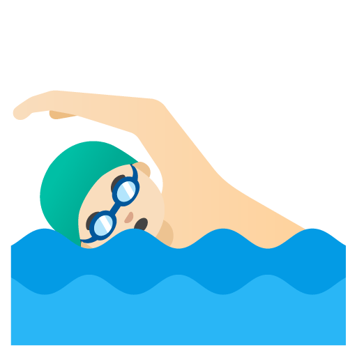 Google design of the man swimming: light skin tone emoji verson:Noto Color Emoji 15.0