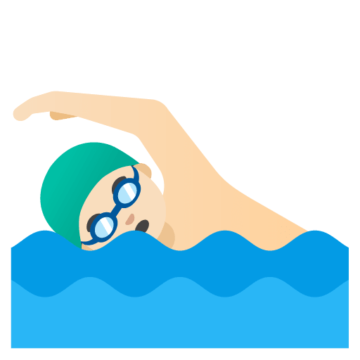 Google design of the man swimming: light skin tone emoji verson:Noto Color Emoji 15.0