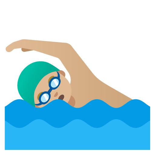 Google design of the man swimming: medium-light skin tone emoji verson:Noto Color Emoji 15.0
