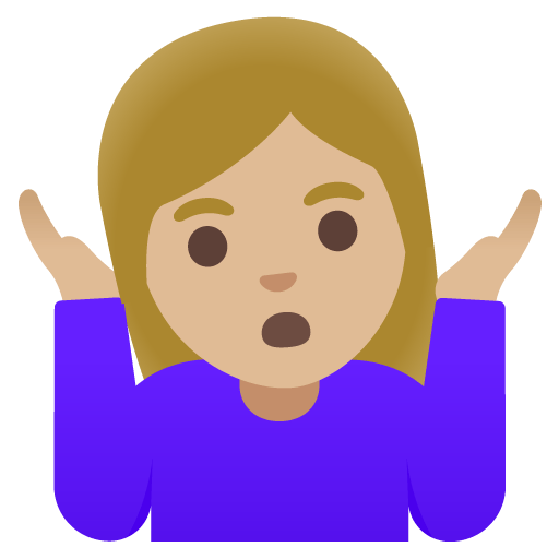 Google design of the woman shrugging: medium-light skin tone emoji verson:Noto Color Emoji 15.0
