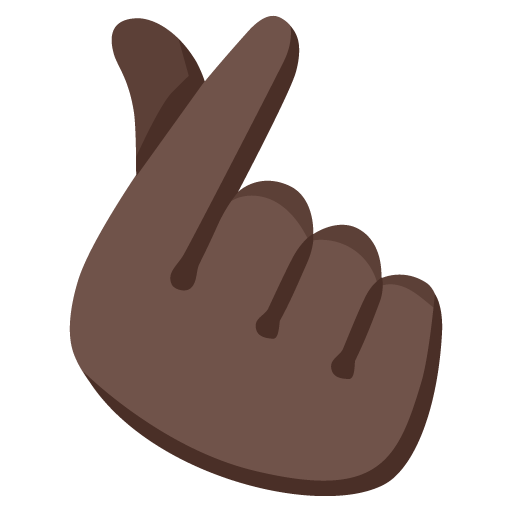 Google design of the hand with index finger and thumb crossed: dark skin tone emoji verson:Noto Color Emoji 15.0
