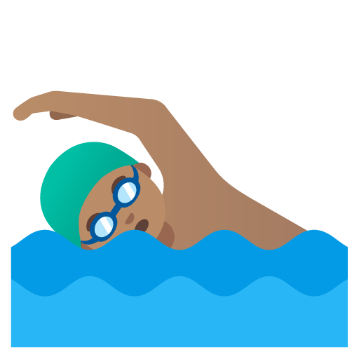 Google design of the man swimming: medium skin tone emoji verson:Noto Color Emoji 15.0