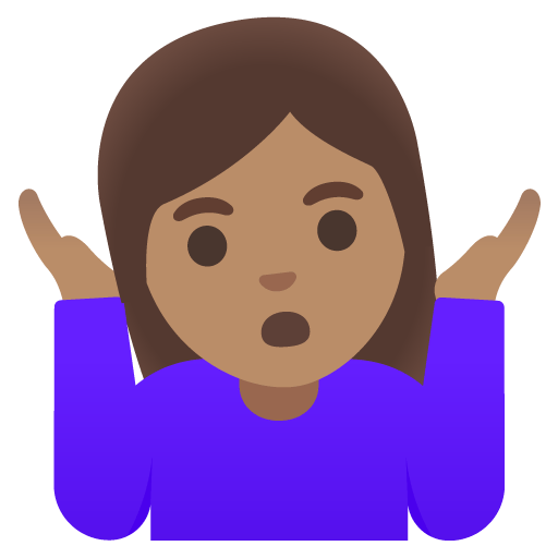 Google design of the woman shrugging: medium skin tone emoji verson:Noto Color Emoji 15.0