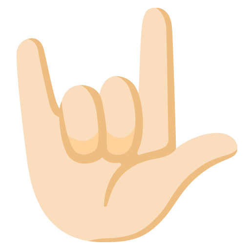 Google design of the love-you gesture: light skin tone emoji verson:Noto Color Emoji 15.0