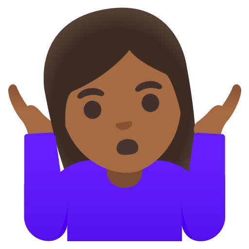 Google design of the woman shrugging: medium-dark skin tone emoji verson:Noto Color Emoji 15.0