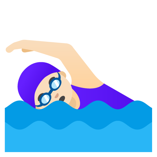 Google design of the woman swimming: light skin tone emoji verson:Noto Color Emoji 15.0