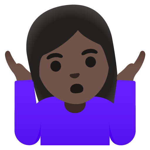 Google design of the woman shrugging: dark skin tone emoji verson:Noto Color Emoji 15.0