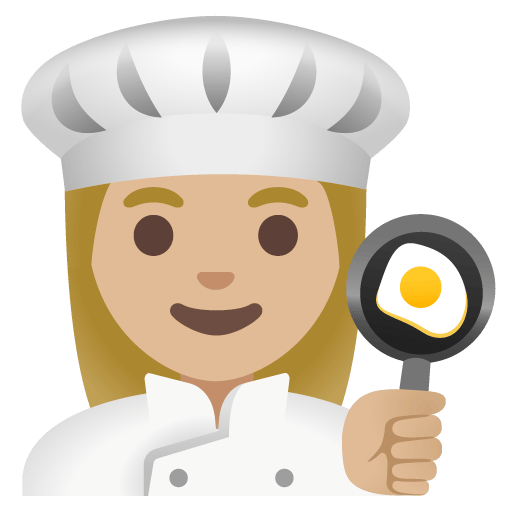 Google design of the woman cook: medium-light skin tone emoji verson:Noto Color Emoji 15.0