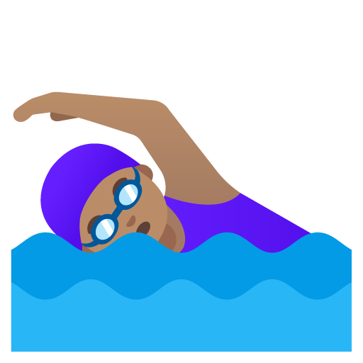 Google design of the woman swimming: medium skin tone emoji verson:Noto Color Emoji 15.0