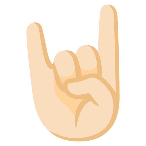 Google design of the sign of the horns: light skin tone emoji verson:Noto Color Emoji 15.0