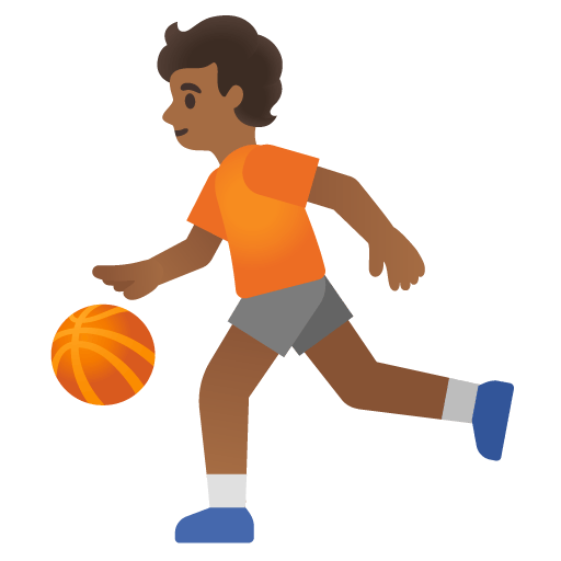 Google design of the person bouncing ball: medium-dark skin tone emoji verson:Noto Color Emoji 15.0