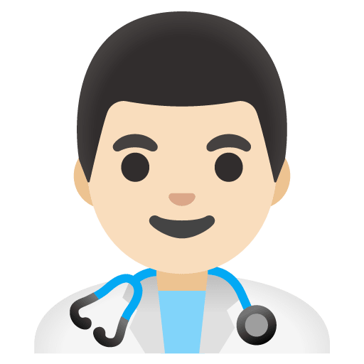 Google design of the man health worker: light skin tone emoji verson:Noto Color Emoji 15.0