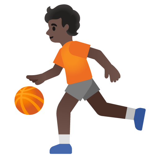 Google design of the person bouncing ball: dark skin tone emoji verson:Noto Color Emoji 15.0