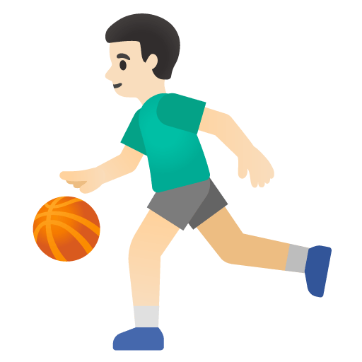 Google design of the man bouncing ball: light skin tone emoji verson:Noto Color Emoji 15.0