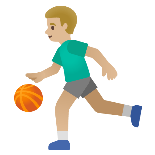 Google design of the man bouncing ball: medium-light skin tone emoji verson:Noto Color Emoji 15.0