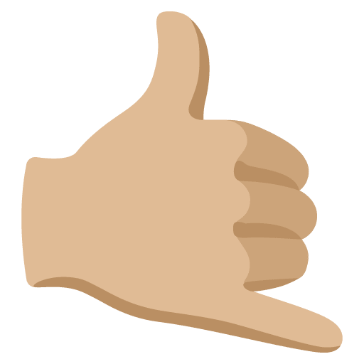 Google design of the call me hand: medium-light skin tone emoji verson:Noto Color Emoji 15.0