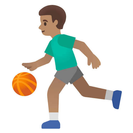 Google design of the man bouncing ball: medium skin tone emoji verson:Noto Color Emoji 15.0