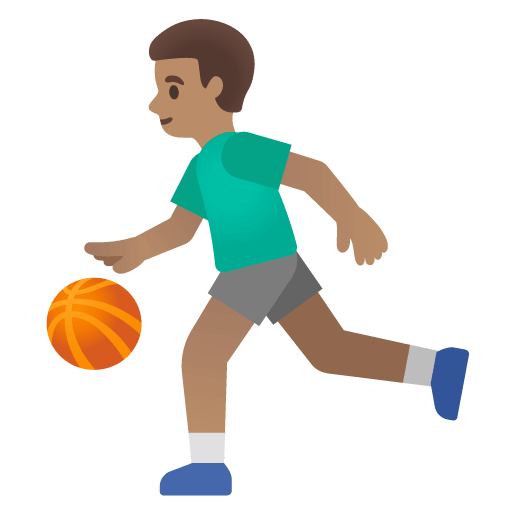 Google design of the man bouncing ball: medium skin tone emoji verson:Noto Color Emoji 15.0
