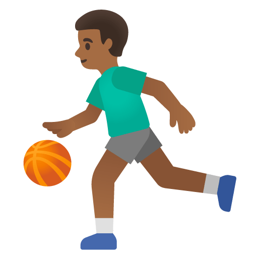 Google design of the man bouncing ball: medium-dark skin tone emoji verson:Noto Color Emoji 15.0
