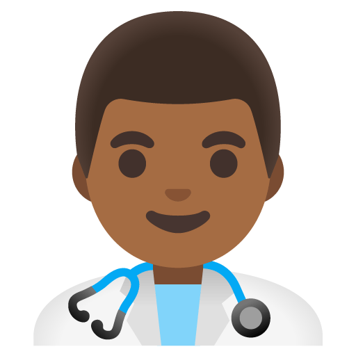 Google design of the man health worker: medium-dark skin tone emoji verson:Noto Color Emoji 15.0
