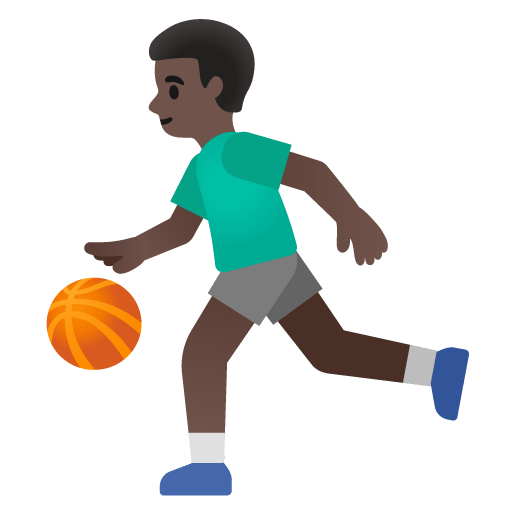 Google design of the man bouncing ball: dark skin tone emoji verson:Noto Color Emoji 15.0