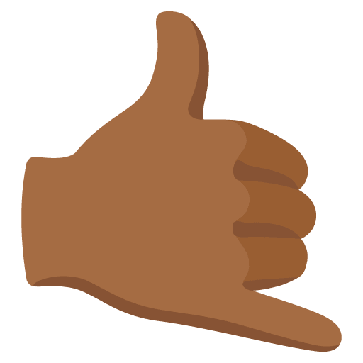 Google design of the call me hand: medium-dark skin tone emoji verson:Noto Color Emoji 15.0