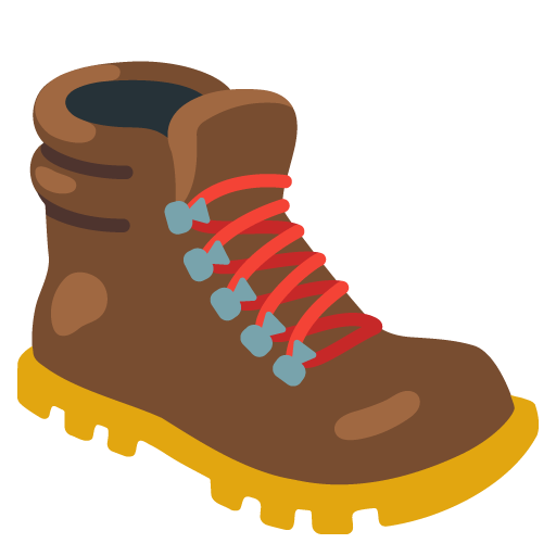 Google design of the hiking boot emoji verson:Noto Color Emoji 15.0