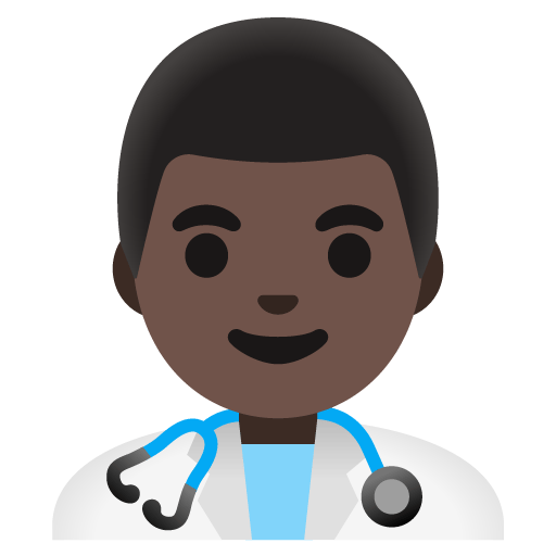 Google design of the man health worker: dark skin tone emoji verson:Noto Color Emoji 15.0